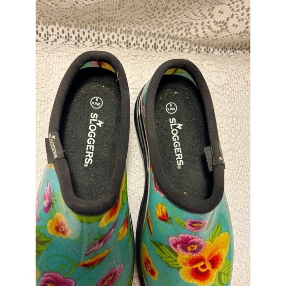 Blue Floral Sluggers Rain/Garden Clogs, Women’s 9, - Picture 2 of 8